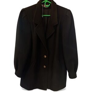 Vintage NEW YORK GIRL Womens Black Wool Blend petticoat Jacket Size 10 Winter